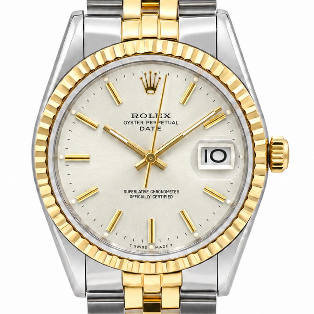 Rolex Date 34MM 15053 Two-Tone Silver Dial Watch